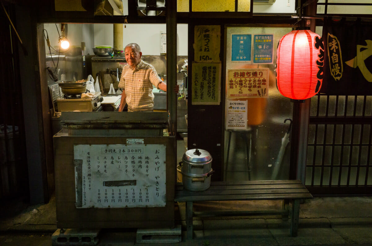 old Japanese shops at night