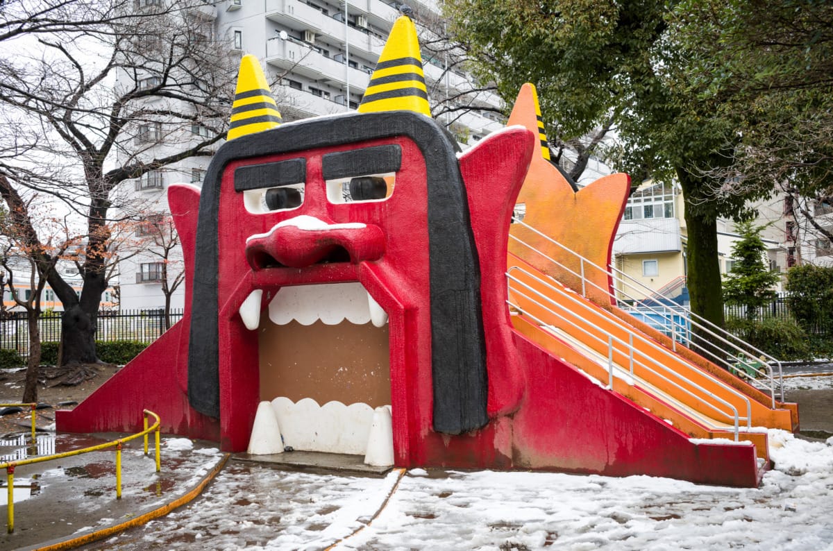 Suburban Tokyo public housing in the snow