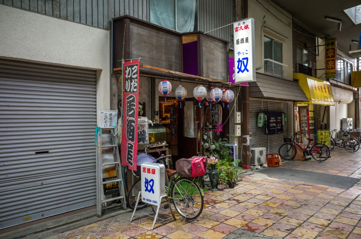 Details of a dated old Tokyo shopping arcade